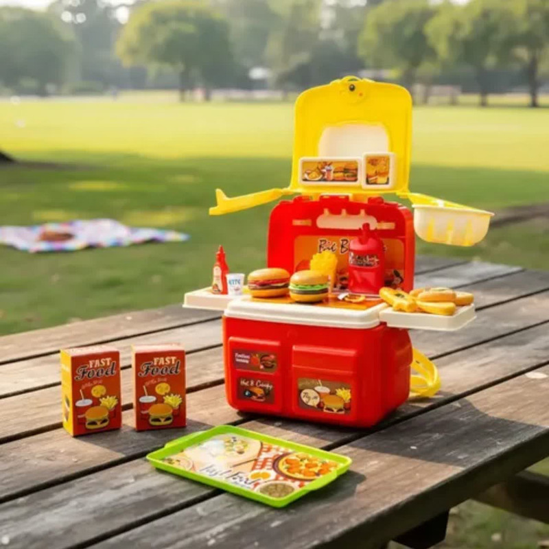 ست اسباب بازی آشپزخانه ناب سل مدل  کوله پشتی فست فود 37 تکه 37PCS FAMILY HAMBURGER CHILDREN HOUSE