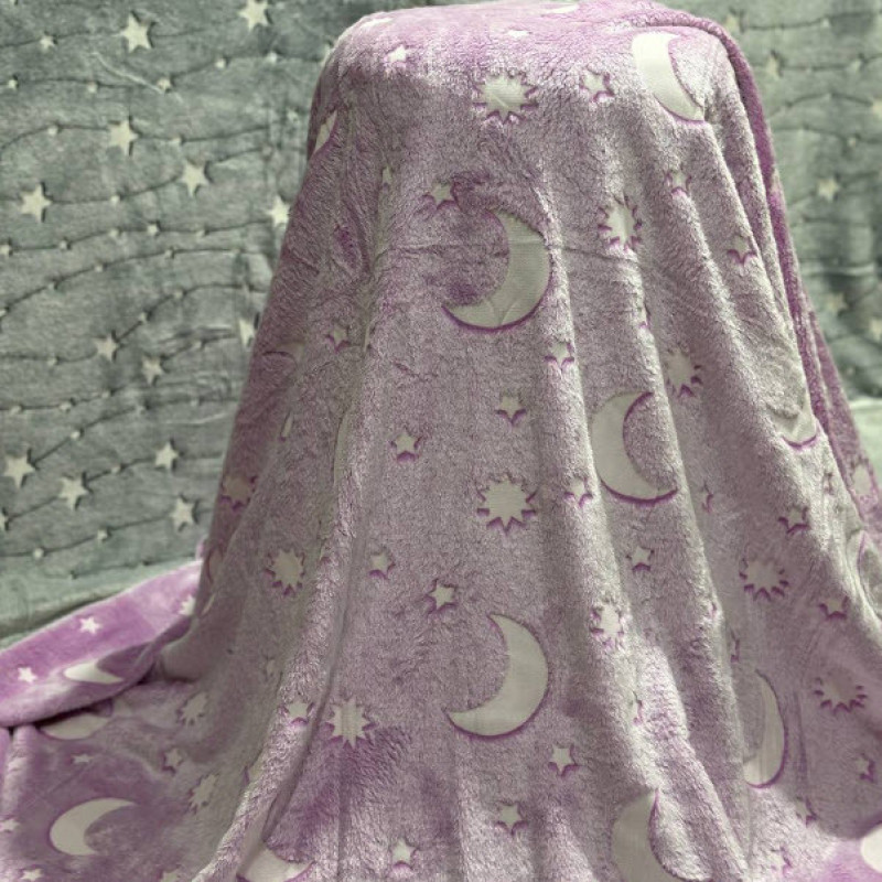 پتو مسافرتی 1 نفر مدل ماه و ستاره آسمانی سایز 150x220 سانتی‌متر