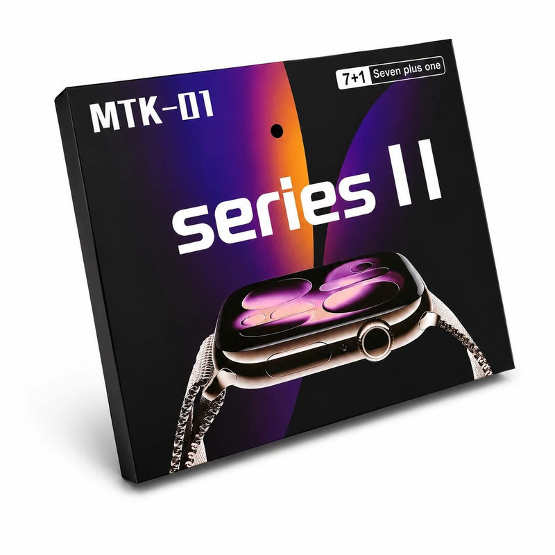 ساعت هوشمند 46 میلی متری ام تی کا مدل Series11 7+1 با بند سیلیکونی به همراه هدفون بلوتوثی