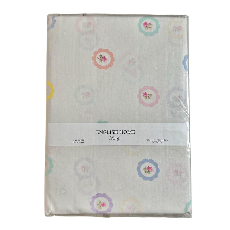 ملحفه انگلیش هوم مدل Flower Dots دو نفره سایز 240x260 سانتی متر