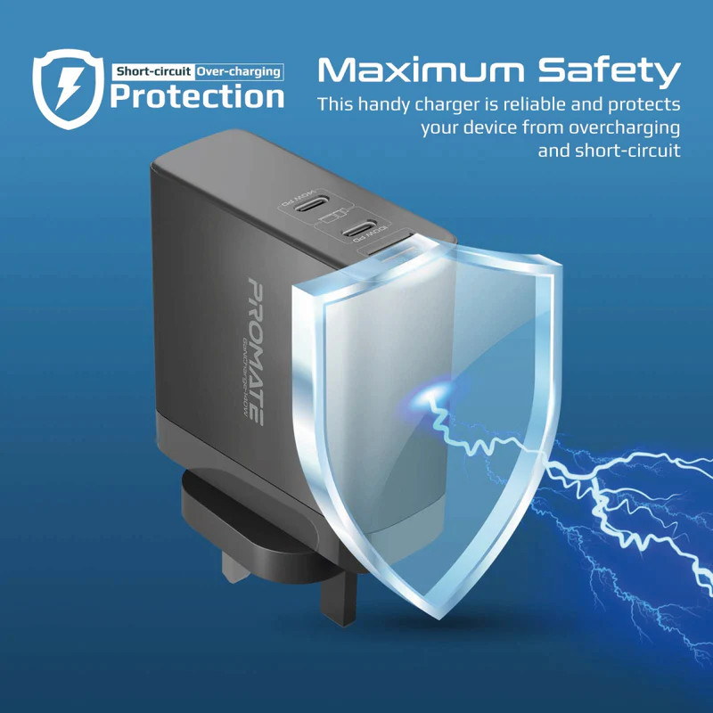 شارژر دیواری ۱۴۰ وات پرومیت مدل GANCHARGE-140W