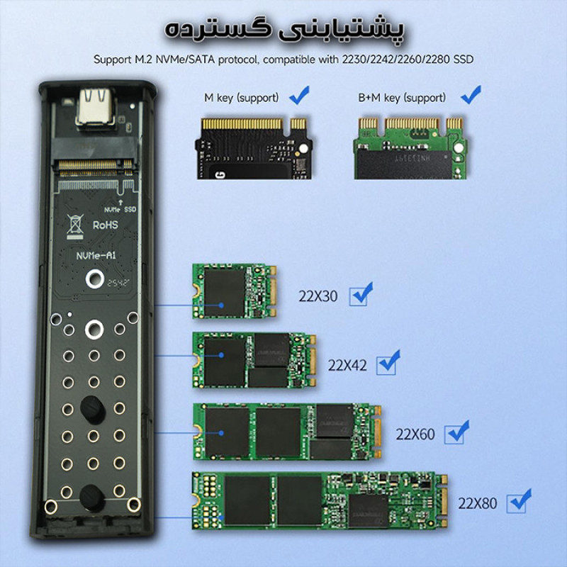 قاب هارد اکسترنال M.2 مدل NVMe SS - TYPE C