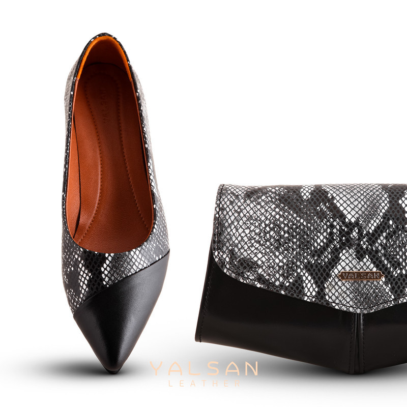 ست کیف و کفش پاشنه‌دار زنانه چرم یلسان مدل هیلدا کد ALIS-RTL-924