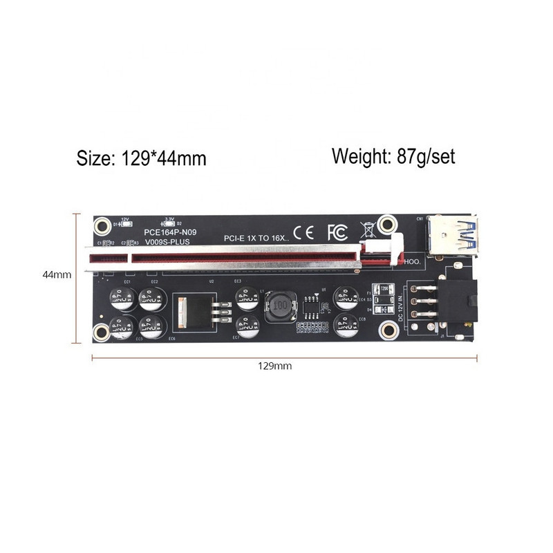رایزر کارت گرافیک تبدیل PCI EXPRESS X1 به X16 مدل 009s PLUS