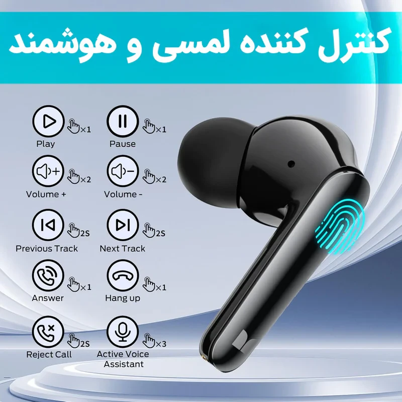 هدفون بلوتوثی مانستر مدل V8 دارای نویز کنلسینگ فعال (ANC) و نویز کنسلینگ بدنه (ENC)، درگاه شارژ USB-C، دارای نمایشگر روی محفظه شارژ