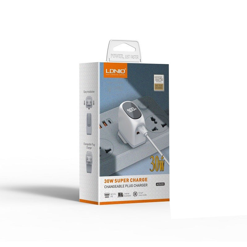 شارژر دیواری الدینیو مدل Super Charger به همراه کابل USB-C