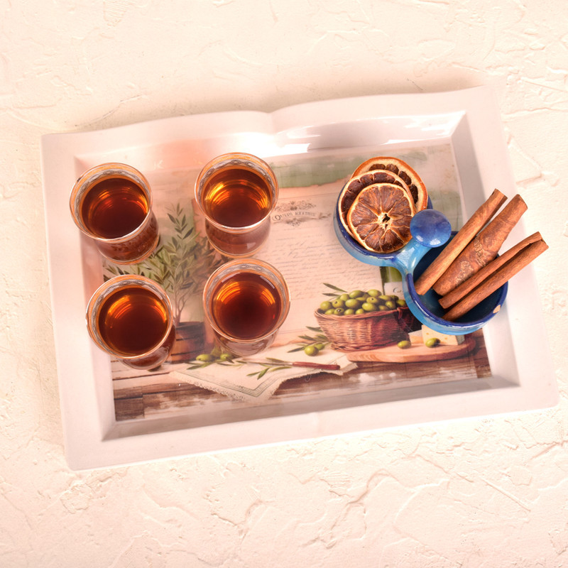 سینی مدل الگانت زیتون سایز 22×31 سانتی متر