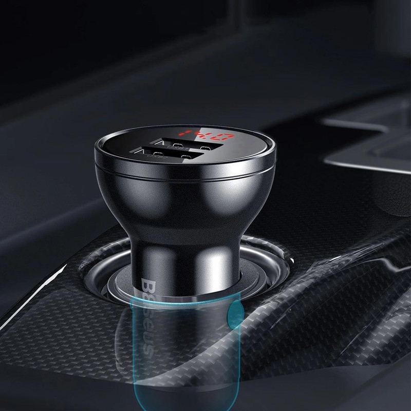 شارژر فندکی  باسئوس مدل Car Charger Suit-24W به همراه کابل تبدیل microUSB USB-C  لایتنینگ