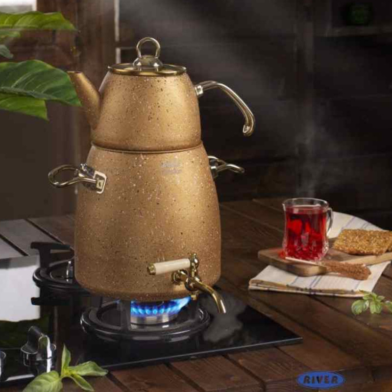 ست کتری و قوری ریور مدل شیردار کد TP5831 گنجایش کتری 4.5 لیتر گنجایش قوری 1.2 لیتر