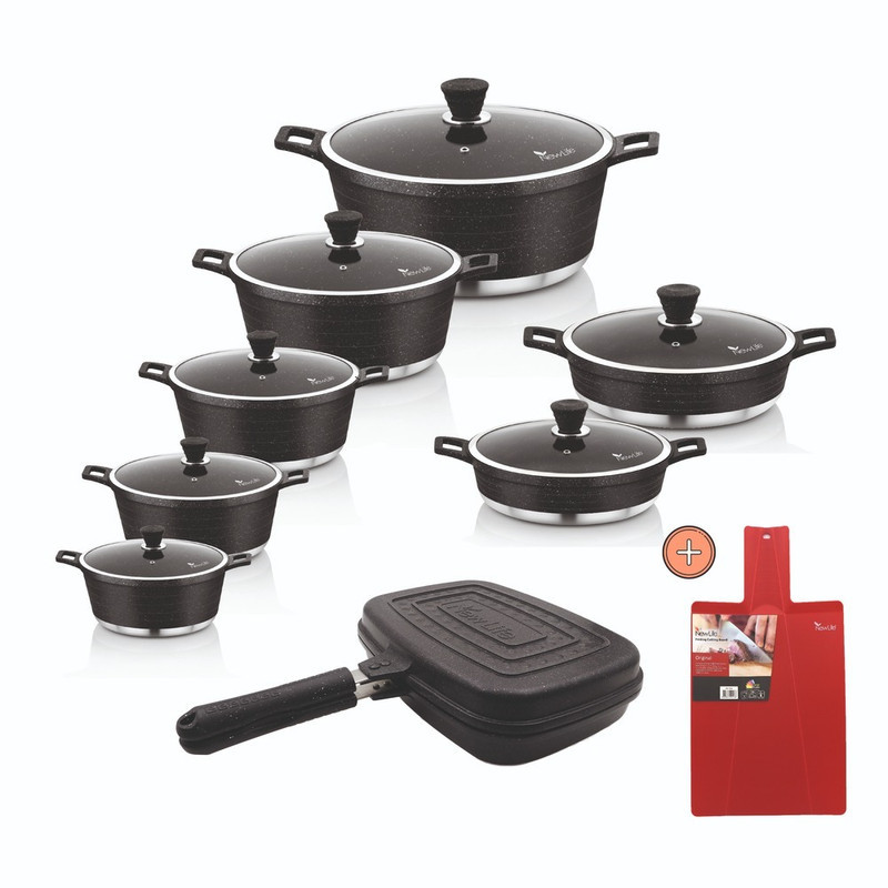 سرویس قابلمه و تابه گرانیتی 17 پارچه نیولایف مدل AFRA-6317