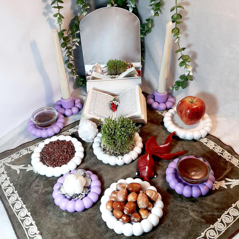 مجموعه ظروف هفت سین 9 پارچه مدل مرواریدی