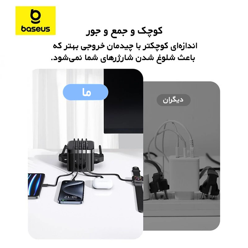 شارژر رومیزی 30 وات بیسوس مدل  PowerCombo BPS30-3E