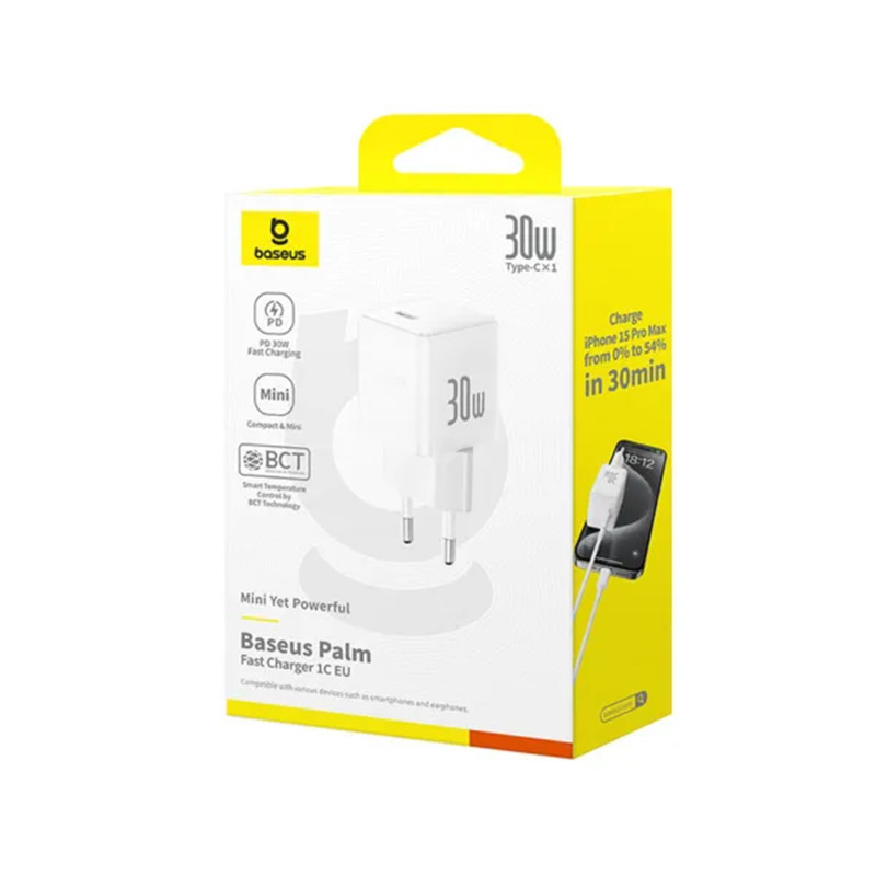 شارژر دیواری 30 وات بیسوس مدل Palm 1C 30W EU
