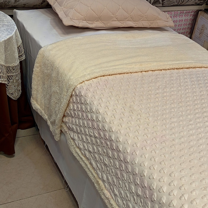 پتو دو لایه 1 نفره مدل  کریستال قلبی پشت تدی  سایز 220x160 سانتی‌متر