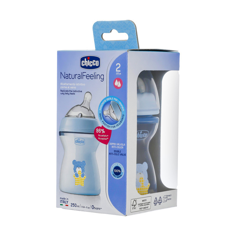 شیشه شیر چیکو مدل نچرال فیلینگ گنجایش 250 میلی لیتر