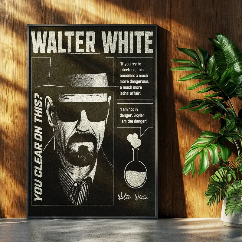 تابلو بکلیت طرح سریال بریکینگ بد شخصیت والتر وایت Breaking Bad Walter White مدل b-po1652 فریم مشکی