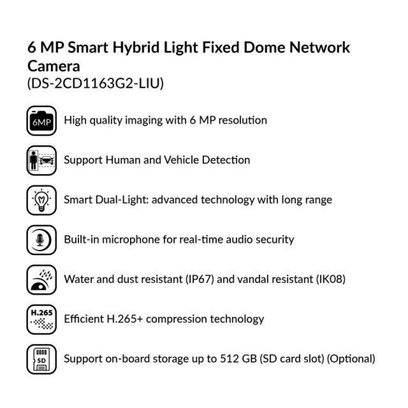دوربین مداربسته تحت شبکه هایک ویژن مدل DS-2CD1163G2-LIU