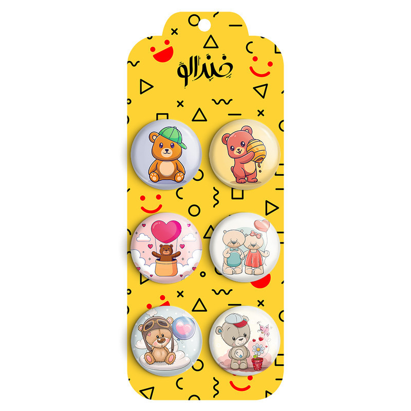 مگنت خندالو طرح خرس Bear کد 1684A مجموعه 6 عددی