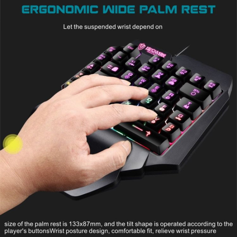 کیبورد گیمینگ شیپادو مدل RGBF6، سوییچ ممبران، Tenkeyless، نورپردازی LED RGB
