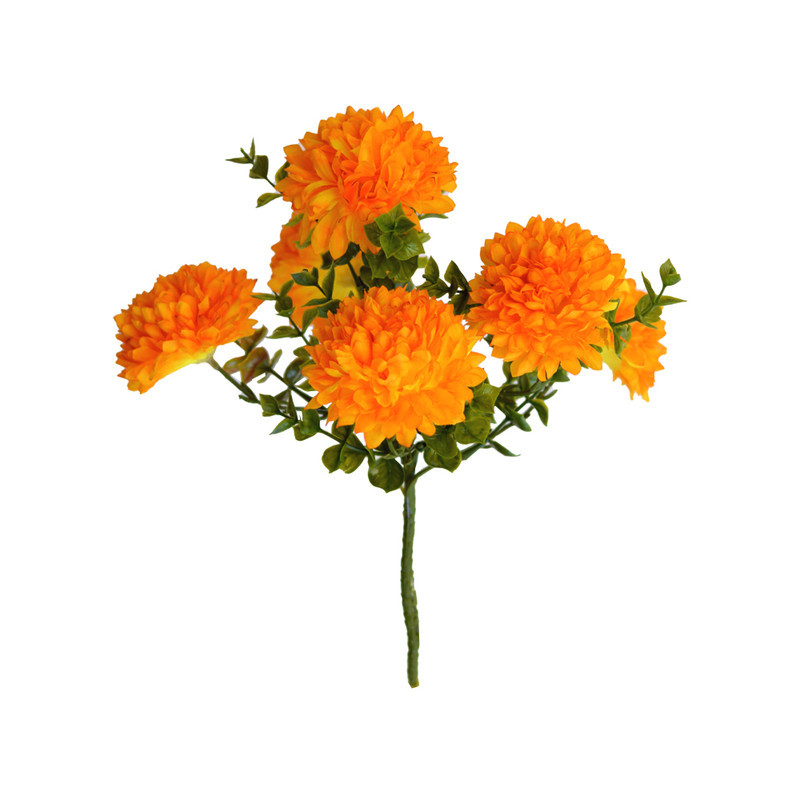 گل مصنوعی بوته داوودی 6 گل از پارچه، ابعاد 20x20x35 سانتی‌متر، وزن 70 گرم