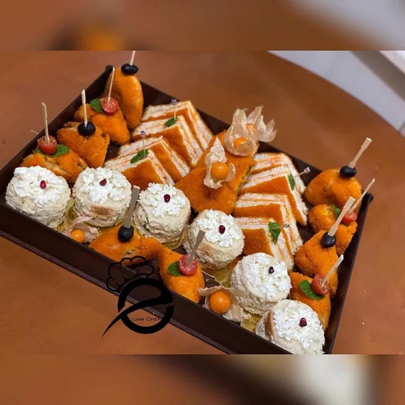سینی به گز مدل مربع طرح چوبی فینگر فود