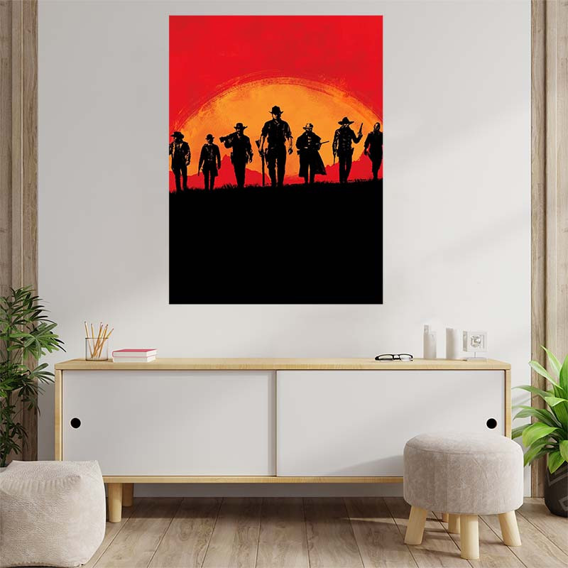 تابلو شاسي کارنيکا طرح رد دد Red Dead Redemption کد 89610 مجموعه 4 عددی