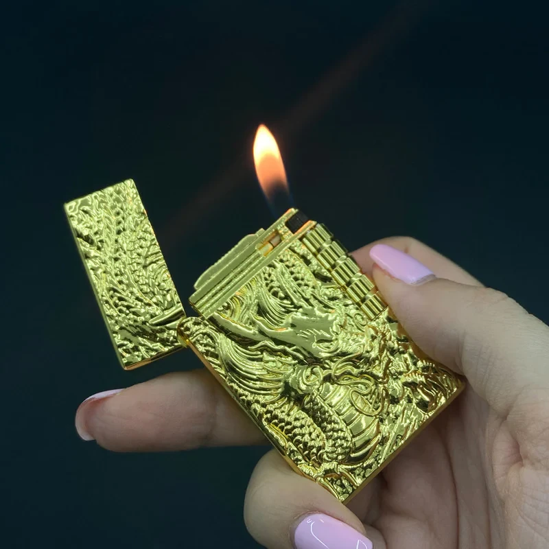 فندک گازی مدل چرخ بغل طرح اژدها کد DKD-1981
