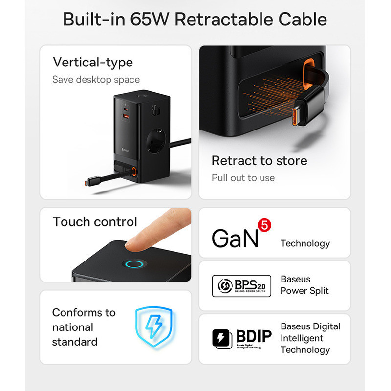 چندراهی برق بیسوس مدل B-PS301 65W