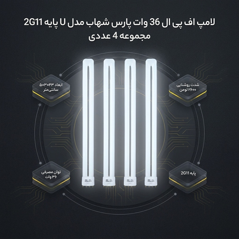 لامپ اف پی ال 36 وات پارس شهاب مدل u پایه 2g11 مجموعه 4 عددی