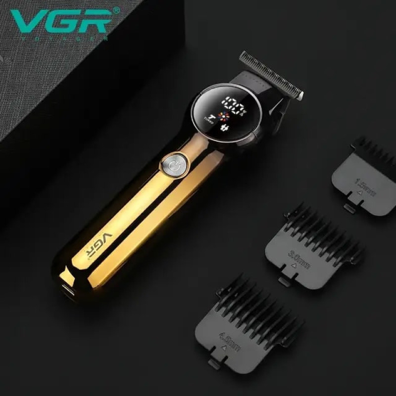 ماشین اصلاح موی سر و صورت وی جی ار مدل 989 با باتری 1200 میلی‌آمپر ساعت، طراحی ارگونومیک، شانه قابل تنظیم دستی، تیغه تک و شارژ USB