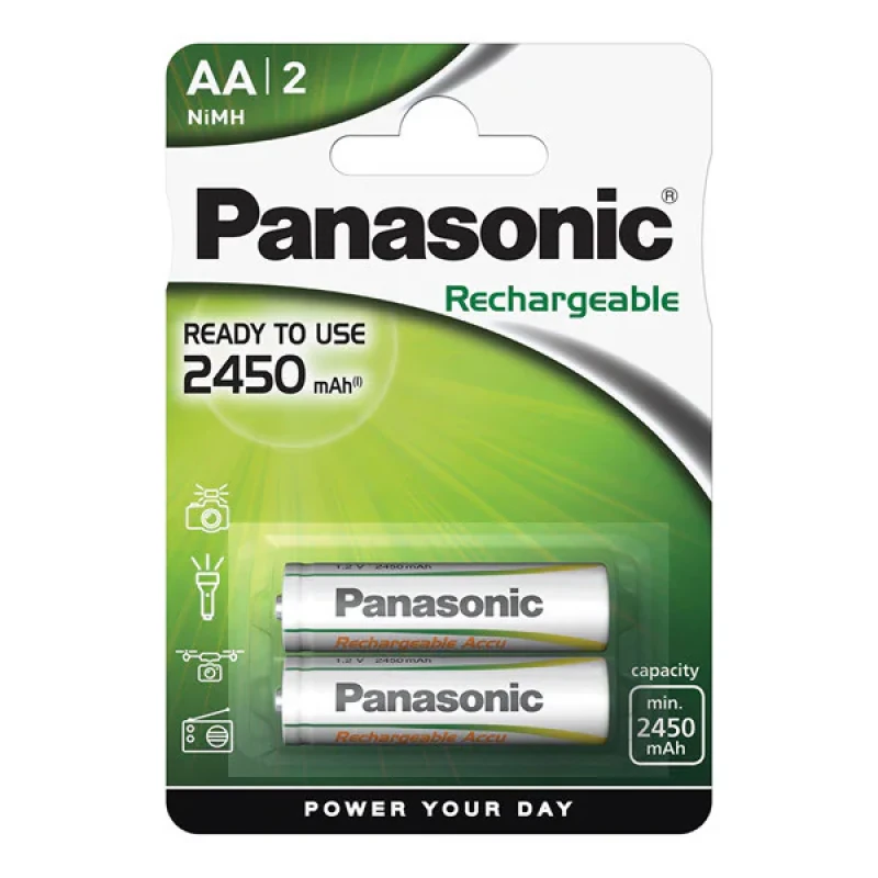 باتری قلمی قابل شارژ پاناسونیک مدل 2450mAh بسته دو عددی