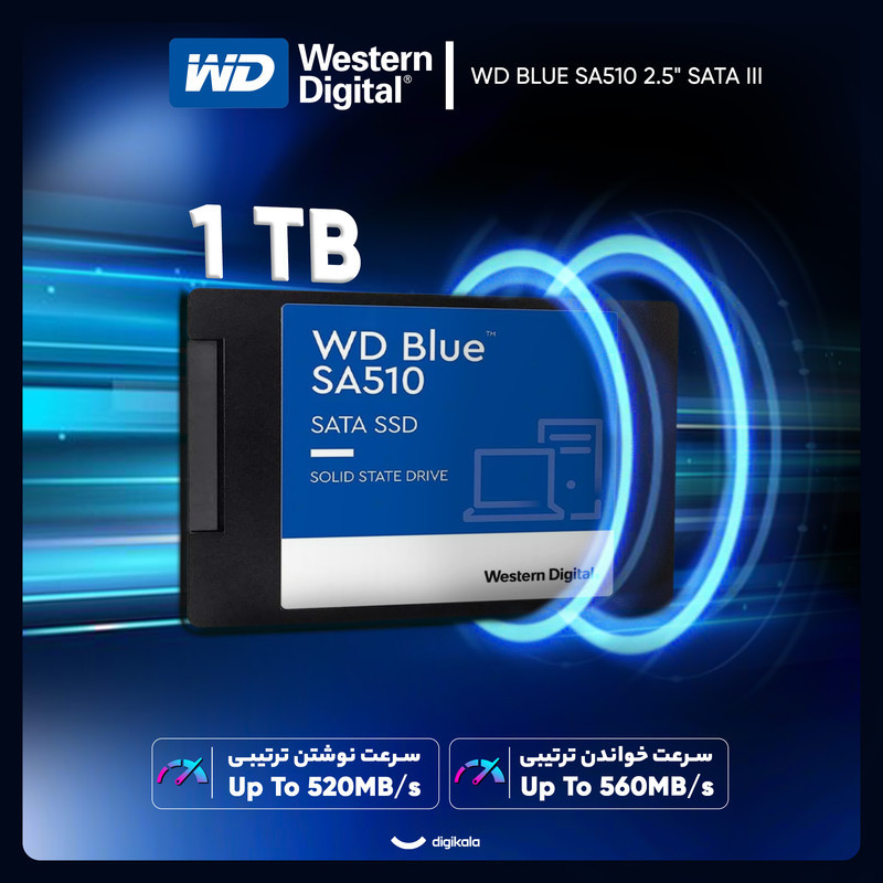 اس اس دی اینترنال SATA III وسترن دیجیتال مدل WD BLUE SA510 ظرفیت 1 ترابایت