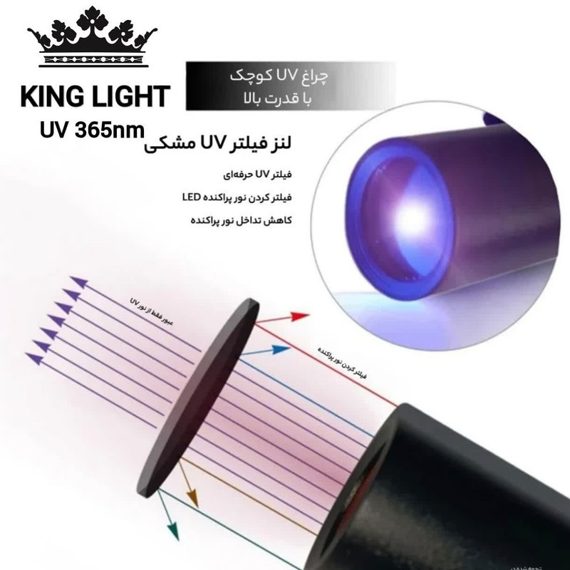 چراغ قوه دستی کینگ لایت مدل UV-365nm با نور بنفش
