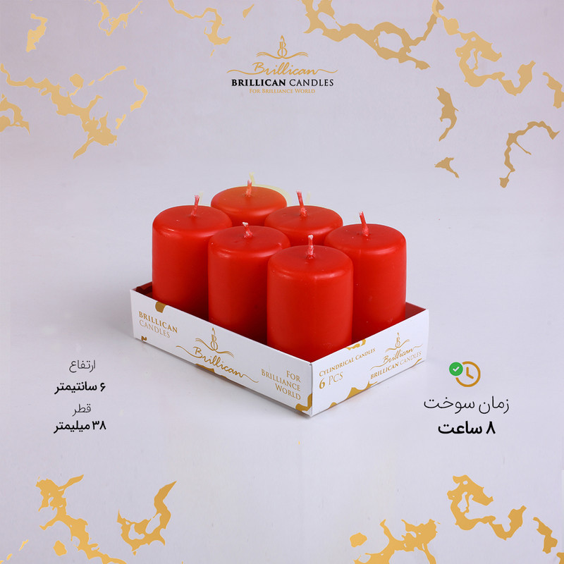 شمع مدل استوانه بسته 6 عددی