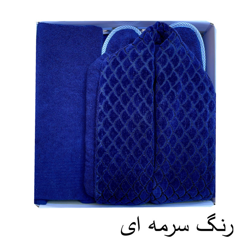 سرویس  حوله پالتویی ۳ تکه هنرمند مدل پولکی سایز ۱۲۵