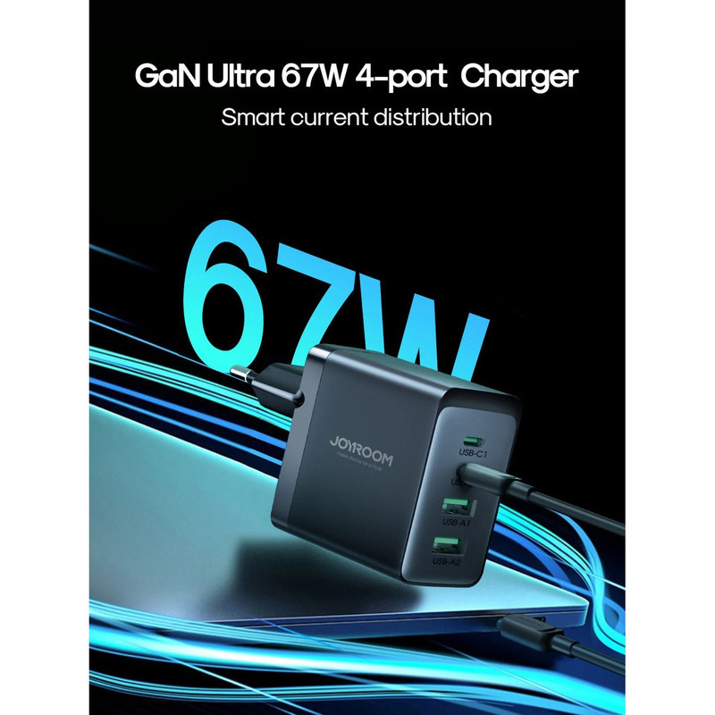 شارژر دیواری 67 وات جوی روم مدل TCG02 EU به همراه کابل USB-C