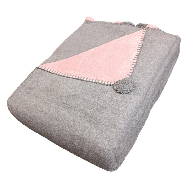پتو ازدیلک مدل Ponponlu Pembe دو رو سایز 180×220 سانتی متر