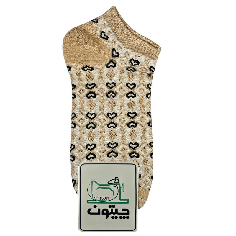 جوراب ساق کوتاه زنانه چیتون مدل قلبدار نخی بسته 4 عددی