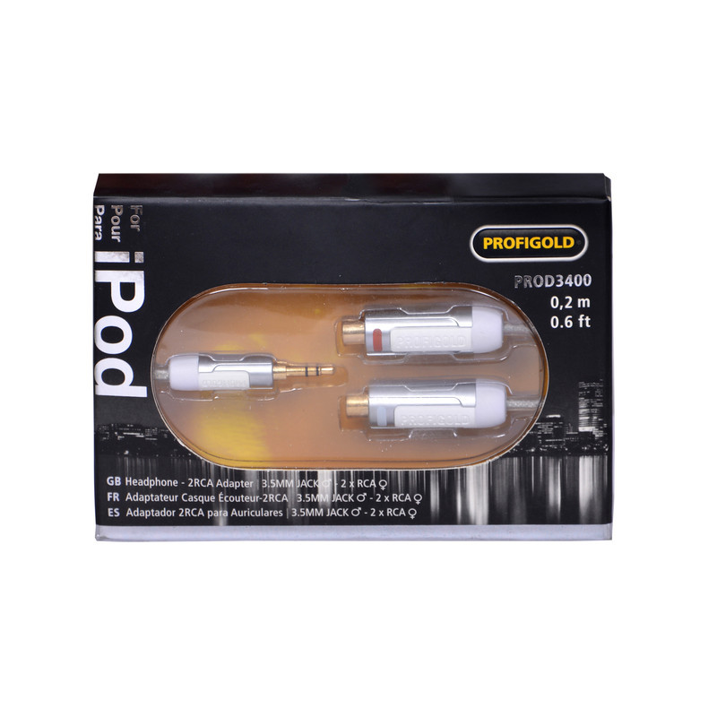 کابل تبدیل 1 به 2 جک 3.5 میلی متری به RCA پروفیگلد مدل prod3400 طول 0.2 متر
