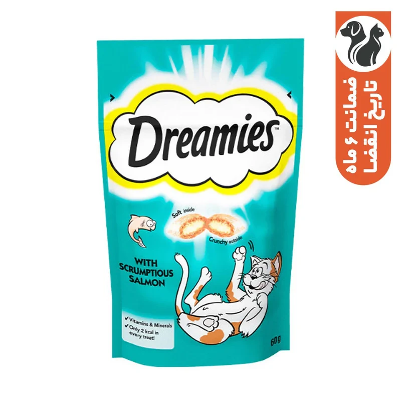 تشویقی گربه دریمز مدل Snack With Salmon وزن 60 گرم