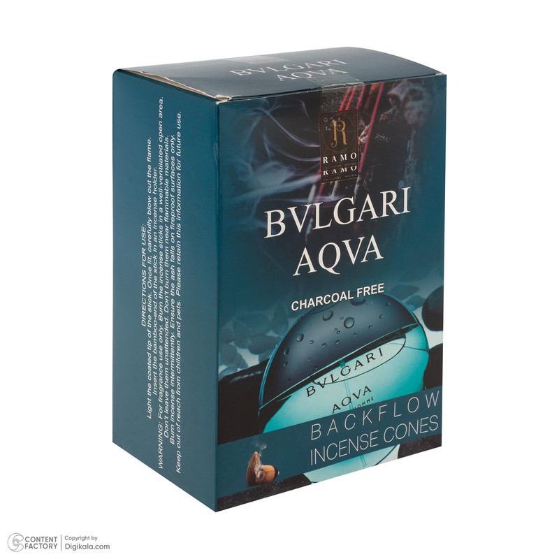 عود رامو مدل آبشاری رایحه ادکلن BVLGARI AQVA بسته 10 عددی