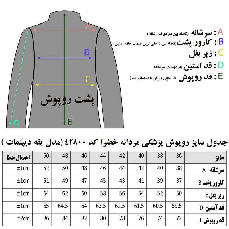 روپوش پزشکی مردانه خضرا کد RK42800