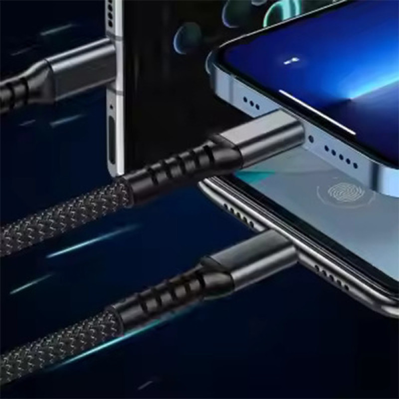کابل تبدیل USB به microUSB  USB-C  لایتنینگ توزو مدل 3IN1 100W طول 1.2 متر