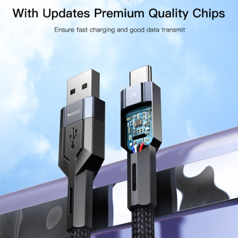 کابل تبدیل USB به USB-C یسیدو مدل CA106 6mm طول 1.2 متر