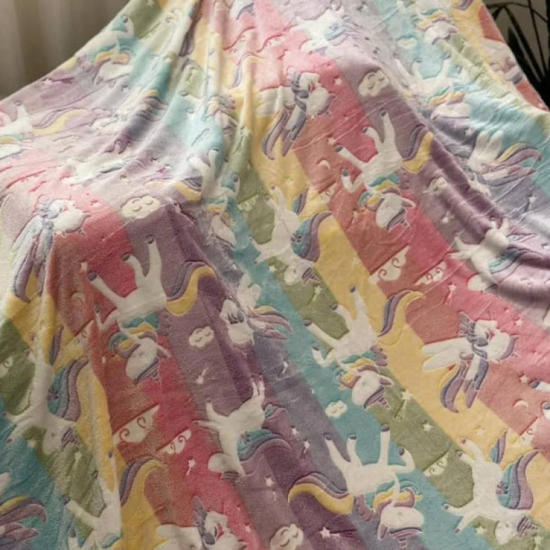 پتو مسافرتی 1 نفر مدل تک شاخ رنگین کمانی سایز 150x200 سانتی‌متر