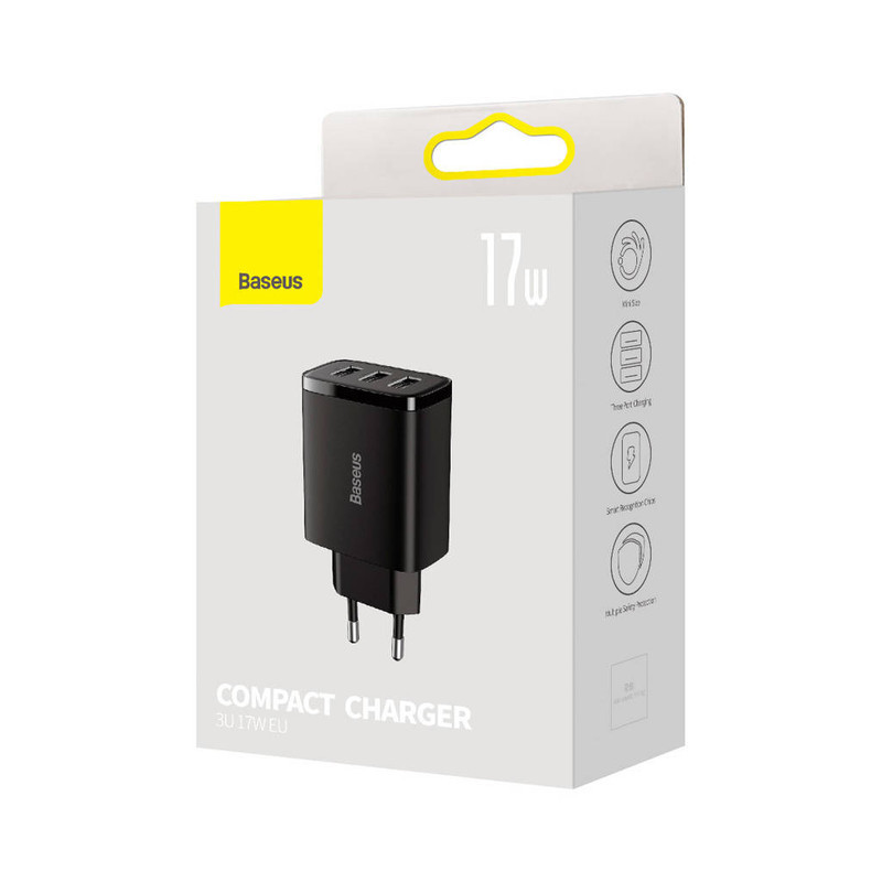 شارژر دیواری باسئوس مدل Compact Charger 3port
