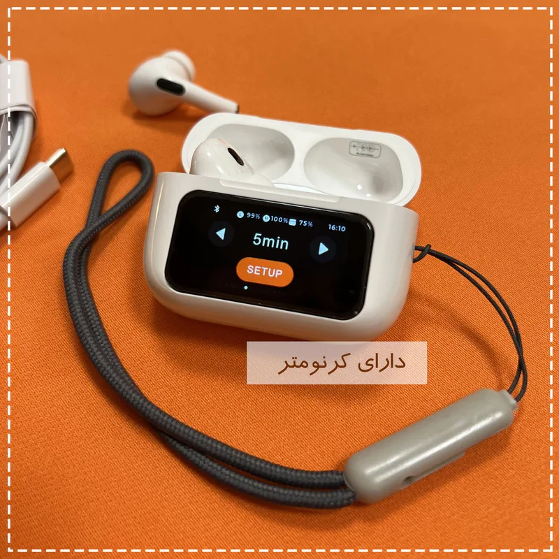 هدفون بلوتوثی مدل PJD Pro2nd V5.4 Light دارای نویز کنسلینگ فعال (ANC)، درگاه شارژ USB Type-C، شارژ بی سیم، پشتیبانی از فرمان لمسی، نمایشگر روی صفحه محفظه شارژ، نشانگر LED
