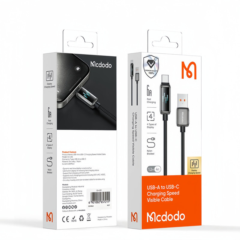کابل تبدیل USB به USB-C مک دودو مدل CA-235 طول 1.2 متر
