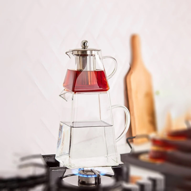 ست کتری و قوری مدل هرمی 1300 گنجاش کتری 1.3 لیتر گنجایش قوری 0.550 لیتر