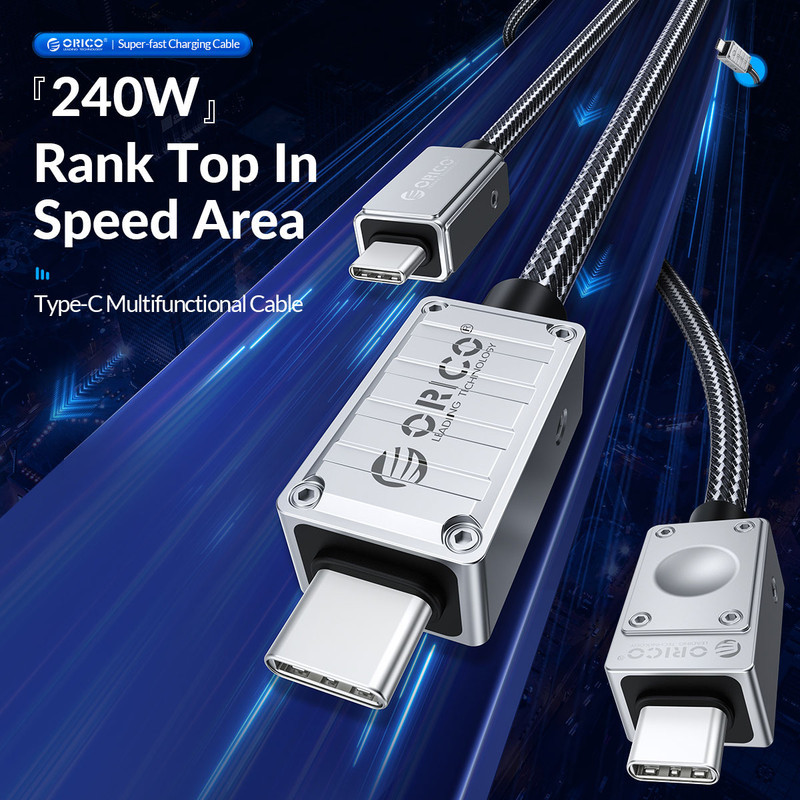 کابل شارژ 240W USB4.0 اوریکو مدل 240A1-40-10 طول 1متر
